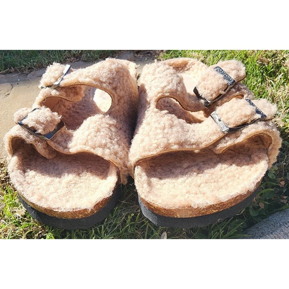 Girls Plush Faux Fur House Slippers Ruizu Size 9.5 Warm Winter Home Sandals